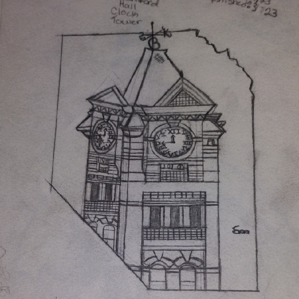 Hand-Drawn Clock Tower Sketch